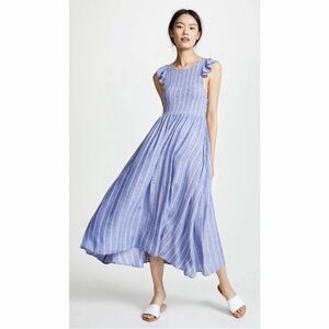 $178 FREE PEOPLE Maxi Dress w/ Pockets, Blue w/ White Stripes, Size XS (fits S)